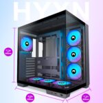 H1 HYXN ATX PC Case - Pre-Installed with 7 PWM ARGB Fans - Dual Cavity Mid-Tower PC Gaming Case - with Type-C - Can Hold up to 3X 360mm heatsinks simultaneously (Black, H1) - Image 7