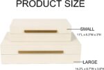 Beige Shagreen Decorative Storage Boxes – Set of 2 Faux Leather Jewelry & Memory Boxes with Gold Metal Handles, Nesting Photo Organizers for Home Decor, Gift, and Office Organization - Image 5