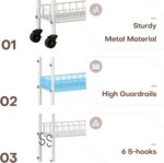 6 Tier Slim Rolling Storage Cart with Wheels, Metal Mobile Shelving Unit Organizer Utility Cart for Office Bathroom Kitchen Laundry Room Narrow Places (White 6 Inches) - Image 6