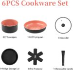 ROYDX Nonstick Pots and Pans Set Titanium Ceramics Cookware Set Pots and Pans with Removable Handles for RV Kitchen, Oven & Dishwasher Safe, Induction Compatible, PFOA Free,Soft Peach - Image 4