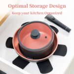ROYDX Nonstick Pots and Pans Set Titanium Ceramics Cookware Set Pots and Pans with Removable Handles for RV Kitchen, Oven & Dishwasher Safe, Induction Compatible, PFOA Free,Soft Peach - Image 8