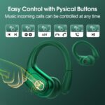 Wireless Earbuds 75hrs Bluetooth 5.4 Headphone Sport, 2025 Bluetooth Earbuds Stereo Deep Bass Over Ear Bud with Earhooks, ENC Noise Cancelling Mic, IPX7 Waterproof Earphone, Dark Green - Image 8