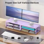 Desk Organizers and Accessories, 2-Tier Metal Computer Monitor Stand Riser, Desk Organizer for Monitor, Printer & Laptop Stand, Desktop Workspace Organizers for Office Supplies(Purple) - Image 5