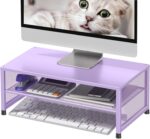 Desk Organizers and Accessories, 2-Tier Metal Computer Monitor Stand Riser, Desk Organizer for Monitor, Printer & Laptop Stand, Desktop Workspace Organizers for Office Supplies(Purple) - Image 9