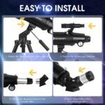 Telescope for Adults, 90mm Aperture 600mm Refractor Telescope for Kids and Beginners, Telescopes for Adults Astronomy with Handbag and Phone Adapter - Image 6