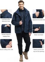 YGREYG Men's 3 in 1 Waterproof Winter Jackets Ski Warm Snow Rain Coat Puffer Liner Hood Windbreaker - Image 6