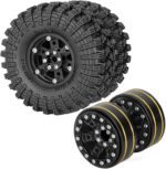 RC 1.3" Beadlock Tires Wheels for 1/18 1/24 Trx4m SCX24 FCX24 Ascent-18 RC Crawler Car,4pcs 1.3 Inch Wheel Rim Soft Rubber Tires,Black - Image 7