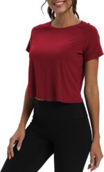 Mippo Workout Tops for Women Cropped Split Back Athletic Gym Exercise Shirts Loose Fit - Image 4