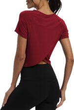 Mippo Workout Tops for Women Cropped Split Back Athletic Gym Exercise Shirts Loose Fit - Image 5