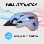 Bike Helmet for Adults, Lightweight Mountain Bicycle Helmet with USB Rechargeable LED Rear Light, Removable Sun Visor for Women, Men, Suitable for Cycling and Commuting - Image 4