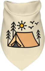 Happy Camper Summer Dog Bandana，Adorable Puppy Accessory for The avid Camper ，Pet Neckerchief for Pets Daily Wear Photo Prop Party Supplies,Funny Cute Dog Bandana (Khaki) - Image 4