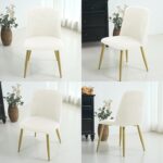 Gollense Velvet Curved Chair Covers for Dining Room Set of 4, Mid Century Modern Chair Slipcovers, Semi Circle Back Chair Seat Protector for Kitchen Living Room (C-Milk White) - Image 6