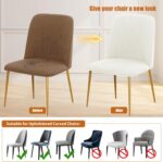 Gollense Velvet Curved Chair Covers for Dining Room Set of 4, Mid Century Modern Chair Slipcovers, Semi Circle Back Chair Seat Protector for Kitchen Living Room (C-Milk White) - Image 7