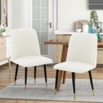 Gollense Velvet Curved Chair Covers for Dining Room Set of 4, Mid Century Modern Chair Slipcovers, Semi Circle Back Chair Seat Protector for Kitchen Living Room (C-Milk White) - Image 8