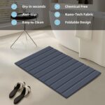 Foldable Stone Bath Mat Covered with Nano Tech Absorbent Fabric, Quick Dry Diatomaceous Earth Bath Mat for Bathroom, Non-Slip, Compact & Easy to Clean (25 * 16 Dark Grey) - Image 4