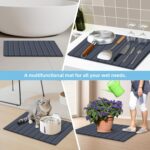 Foldable Stone Bath Mat Covered with Nano Tech Absorbent Fabric, Quick Dry Diatomaceous Earth Bath Mat for Bathroom, Non-Slip, Compact & Easy to Clean (25 * 16 Dark Grey) - Image 7