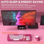 Wireless Keyboard and Mouse Combo, 2.4GHz Colorful Cute Round Keycaps Keyboard for Office Computer PC Desktops Laptop (96 Keys Rose Red) - Image 5