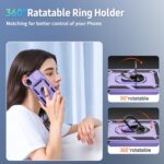 Weycolor for iPhone XR Case with Camera Lens Cover, HD Screen Protector, 10 FT Military Grade Drop Protection, Magnetic Ring Holder Kickstand Protective Phone Case, Lavender - Image 7