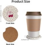 Absorbent Car Coasters for Cup Holders, 2 Pack Universal Anti Slip Ceramic Cup Coaster for Women Men 2.56 Inch Car Interior Accessories - Bow Tie Cherry Leopard 008 - Image 4