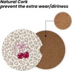 Absorbent Car Coasters for Cup Holders, 2 Pack Universal Anti Slip Ceramic Cup Coaster for Women Men 2.56 Inch Car Interior Accessories - Bow Tie Cherry Leopard 008 - Image 7