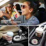 Absorbent Car Coasters for Cup Holders, 2 Pack Universal Anti Slip Ceramic Cup Coaster for Women Men 2.56 Inch Car Interior Accessories - Bow Tie Cherry Leopard 008 - Image 8