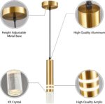 Pendant Lights Kitchen Island, Crystal Pendant Light Fixtures Mini 6W LED Modern Kitchen Pendant Lighting Over Sink and Living Room and Bedroom (Gold 2 Pack) - Image 7