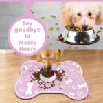 Dog Cat Mat for Food and Water,Rapid Absorbent Pet Feeding Mat, Bone Shaped Dog Placemat Bowl Mat with Rubber Backing,No Stains Pet Food Mats Indoor, Pet Accessories Supplies,Pink 16"×24" - Image 5
