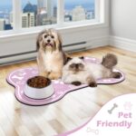 Dog Cat Mat for Food and Water,Rapid Absorbent Pet Feeding Mat, Bone Shaped Dog Placemat Bowl Mat with Rubber Backing,No Stains Pet Food Mats Indoor, Pet Accessories Supplies,Pink 16"×24" - Image 8