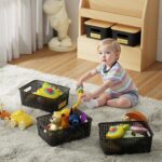 Plastic Storage Bins with Bamboo Lid, Stackable Storage Bins with Lids & Labels for Organizing, Storage Bins for shelves, Closet, Office, Drawer, Cabinet & Pantry,Nursery Organization - Image 3