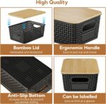 Plastic Storage Bins with Bamboo Lid, Stackable Storage Bins with Lids & Labels for Organizing, Storage Bins for shelves, Closet, Office, Drawer, Cabinet & Pantry,Nursery Organization - Image 5