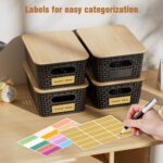 Plastic Storage Bins with Bamboo Lid, Stackable Storage Bins with Lids & Labels for Organizing, Storage Bins for shelves, Closet, Office, Drawer, Cabinet & Pantry,Nursery Organization - Image 9