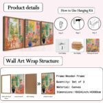 Modern Henri Matisse Wall Art Open Window Wall Decor Paintings, Pink Landscape Poster Canvas Prints Aesthetic for Bedroom Living Room 16x24 inch Wood Framed - Image 4