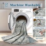 6x9 Washable Area Rug for Living Room: Modern Abstract Rugs Soft Non-Slip Low-Pile Indoor Floor Carpet for Bedroom, Dining Room, Nursery (BlueGreyBrown, 6'x9') - Image 4
