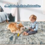 6x9 Washable Area Rug for Living Room: Modern Abstract Rugs Soft Non-Slip Low-Pile Indoor Floor Carpet for Bedroom, Dining Room, Nursery (BlueGreyBrown, 6'x9') - Image 6