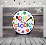 BELECO 5x4ft Fabric Off The Clock Backdrop Colorful Clock on Rustic Wooden Wall Background for Party Decoration Photo Booth Banner Studio Props Wallpaper - Image 3