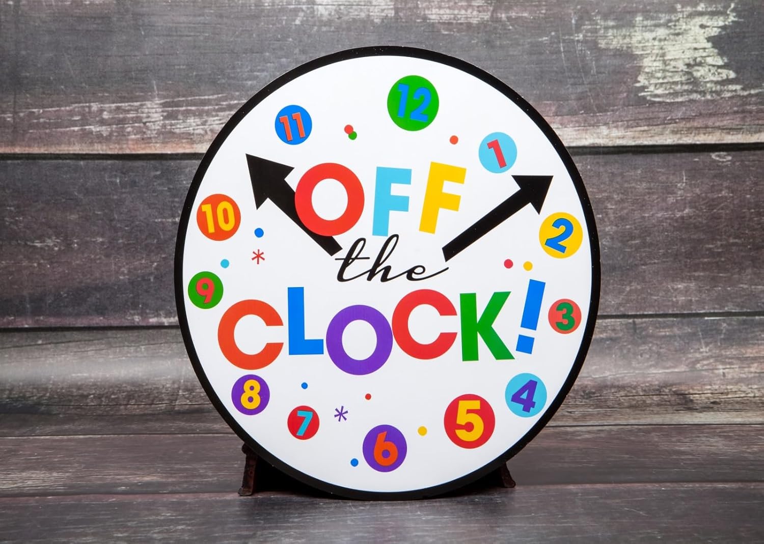 BELECO 5x4ft Fabric Off The Clock Backdrop Colorful Clock on Rustic Wooden Wall Background for Party Decoration Photo Booth Banner Studio Props Wallpaper - Image 6