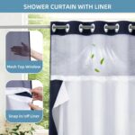 Hookless Shower Curtain with Snap in Liner,Easy Install Hotel Style Waffle Shower Curtain for Bathroom with See Through Top Window,Waterproof &Washable,71Wx86H,Navy - Image 4