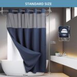 Hookless Shower Curtain with Snap in Liner,Easy Install Hotel Style Waffle Shower Curtain for Bathroom with See Through Top Window,Waterproof &Washable,71Wx86H,Navy - Image 5