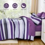 WONGS BEDDING Comforter Set Queen, 7 Pieces Purple Bed in a Bag, Boho Striped Comforter with Sheet Set, Soft Lightweight Bedding Set for All Seaon (90"×90") - Image 5