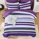WONGS BEDDING Comforter Set Queen, 7 Pieces Purple Bed in a Bag, Boho Striped Comforter with Sheet Set, Soft Lightweight Bedding Set for All Seaon (90"×90") - Image 9