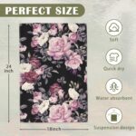 Hand Towels Set of 2, 18x 24 Inch Groovy Floral Roses Bathroom Towel Soft Absorbent Kitchen Hotel Spa Gym Towel Thanksgiving Decor Gifts - Image 3
