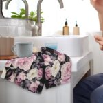 Hand Towels Set of 2, 18x 24 Inch Groovy Floral Roses Bathroom Towel Soft Absorbent Kitchen Hotel Spa Gym Towel Thanksgiving Decor Gifts - Image 6