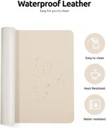 YSAGi Leather Desk Pad Protector, Large Mouse Pad, Non-Slip PU Leather Desk Blotter, Waterproof Writing Pad for Office and Home (31.5" x 15.8", Eggshell) - Image 5