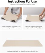 YSAGi Leather Desk Pad Protector, Large Mouse Pad, Non-Slip PU Leather Desk Blotter, Waterproof Writing Pad for Office and Home (31.5" x 15.8", Eggshell) - Image 10