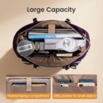 LOVEVOOK Laptop Tote Bag for Women, Work Bag Teacher Tote with Large Cup Holder, Quilted Nurse Diaper Bag for Travel, Computer Women's handbags for Teacher gift, Black-Purple, 17.3 Inch - Image 6