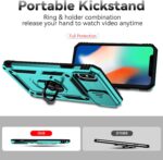 for iPhone X/iPhone Xs Case with Camera Lens Cover HD Screen Protector, Military Grade Drop Protection Magnetic Ring Holder Kickstand Protective Phone Case for iPhone X/Xs 5.8 inch (Mint) - Image 8