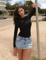 Ekouaer Womens 3 Pack Long Sleeve Shirts Crew Neck Stretch Fitted Underscrubs Trendy Basic Tops Lightweight Thermal Tee - Image 3