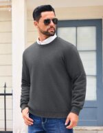 EKLENTSON Men’s Sherpa Lined Sweatshirts Winter Thick Warm Fleece Lined Sweatshirt Cotton Crewneck Pullover Casual Tops - Image 3