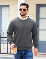 EKLENTSON Men’s Sherpa Lined Sweatshirts Winter Thick Warm Fleece Lined Sweatshirt Cotton Crewneck Pullover Casual Tops - Image 4