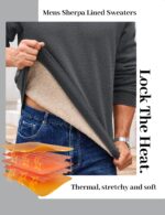 EKLENTSON Men’s Sherpa Lined Sweatshirts Winter Thick Warm Fleece Lined Sweatshirt Cotton Crewneck Pullover Casual Tops - Image 5